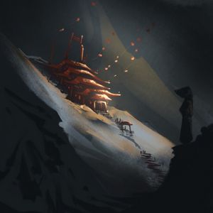 Preview wallpaper silhouette, pagoda, building, slope, art