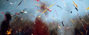 Preview wallpaper silhouette, paint, distortion, splashes, blur