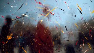 Preview wallpaper silhouette, paint, distortion, splashes, blur