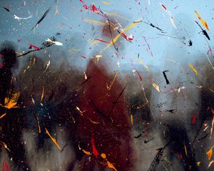 Preview wallpaper silhouette, paint, distortion, splashes, blur