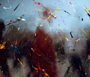 Preview wallpaper silhouette, paint, distortion, splashes, blur