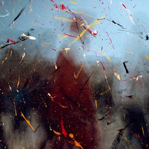 Preview wallpaper silhouette, paint, distortion, splashes, blur