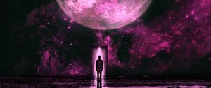 Preview wallpaper silhouette, planet, lilac, purple, fantastic