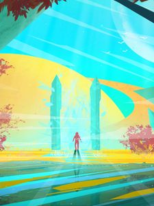 Preview wallpaper silhouette, planet, spray, art