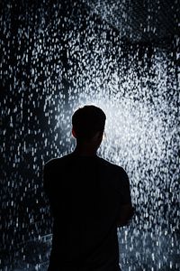 Preview wallpaper silhouette, rain, light, sparks, shine