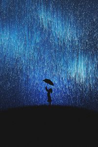 Preview wallpaper silhouette, rain, umbrella, art