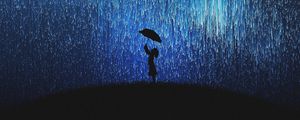 Preview wallpaper silhouette, rain, umbrella, art