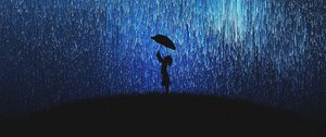 Preview wallpaper silhouette, rain, umbrella, art