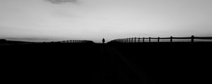 Preview wallpaper silhouette, road, fence, dark