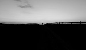 Preview wallpaper silhouette, road, fence, dark