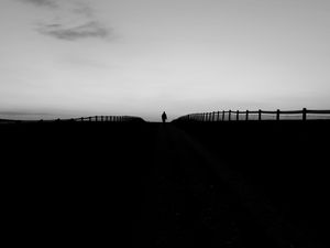 Preview wallpaper silhouette, road, fence, dark