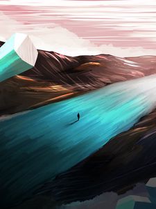 Preview wallpaper silhouette, road, hills, art