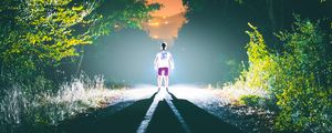 Preview wallpaper silhouette, road, light, night, man