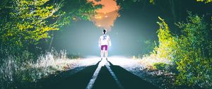 Preview wallpaper silhouette, road, light, night, man