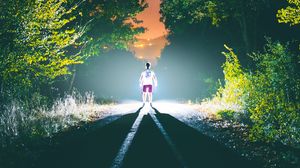 Preview wallpaper silhouette, road, light, night, man