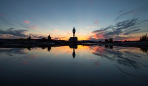Preview wallpaper silhouette, rock, alone, water, reflection