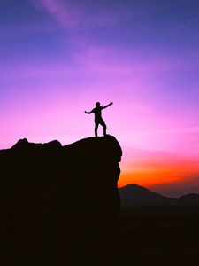 Preview wallpaper silhouette, rock, dark, alone