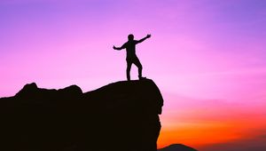 Preview wallpaper silhouette, rock, dark, alone