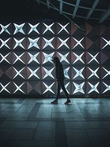 Preview wallpaper silhouette, room, interior, backlight, lighting