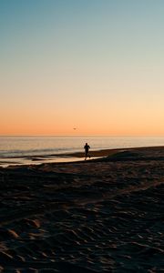 Preview wallpaper silhouette, sea, coast, sunset, sand