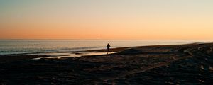 Preview wallpaper silhouette, sea, coast, sunset, sand