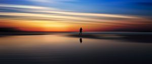 Preview wallpaper silhouette, sea, evening, horizon