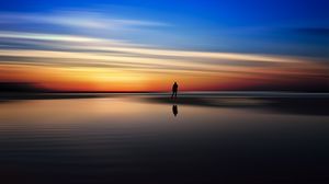 Preview wallpaper silhouette, sea, evening, horizon