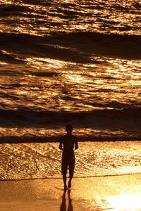 Preview wallpaper silhouette, sea, surf, sunset