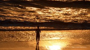 Preview wallpaper silhouette, sea, surf, sunset