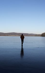 Preview wallpaper silhouette, shore, lake, alone