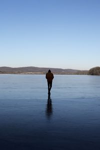 Preview wallpaper silhouette, shore, lake, alone