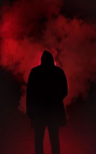 Preview wallpaper silhouette, smoke, man, hood