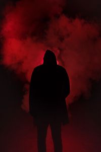 Preview wallpaper silhouette, smoke, man, hood