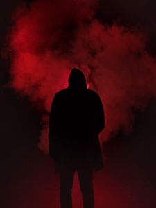 Preview wallpaper silhouette, smoke, man, hood