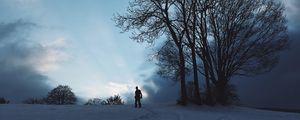 Preview wallpaper silhouette, snow, winter, tree, sky