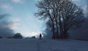 Preview wallpaper silhouette, snow, winter, tree, sky
