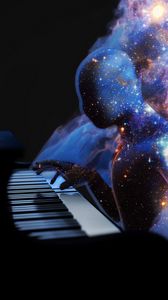 Preview wallpaper silhouette, space, piano, art