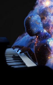 Preview wallpaper silhouette, space, piano, art