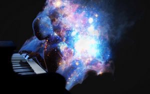 Preview wallpaper silhouette, space, piano, art