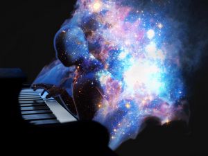 Preview wallpaper silhouette, space, piano, art