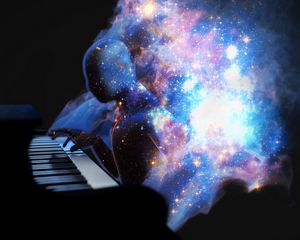 Preview wallpaper silhouette, space, piano, art