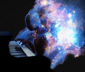 Preview wallpaper silhouette, space, piano, art