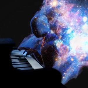 Preview wallpaper silhouette, space, piano, art