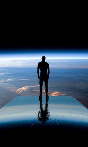 Preview wallpaper silhouette, space, planets, atmosphere, glow, view