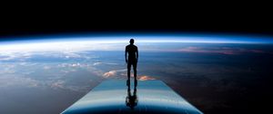 Preview wallpaper silhouette, space, planets, atmosphere, glow, view