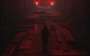 Preview wallpaper silhouette, space, sci-fi, fantasy, cyberpunk, future