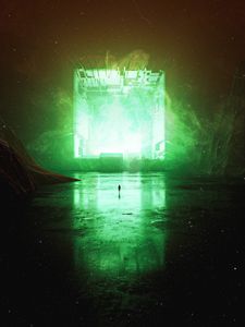 Preview wallpaper silhouette, square, glow, fantasy