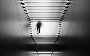 Preview wallpaper silhouette, stairs, bw, transparent