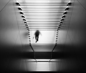 Preview wallpaper silhouette, stairs, bw, transparent