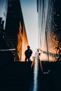 Preview wallpaper silhouette, stairs, sunset, dark